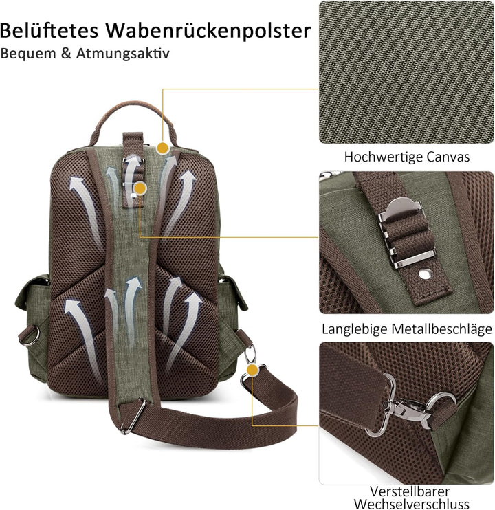 DORRISO Brusttasche Herren Mode Grosse Kapazität Schultertasche für 10,9 Zoll iPad mit Griff Mehrere