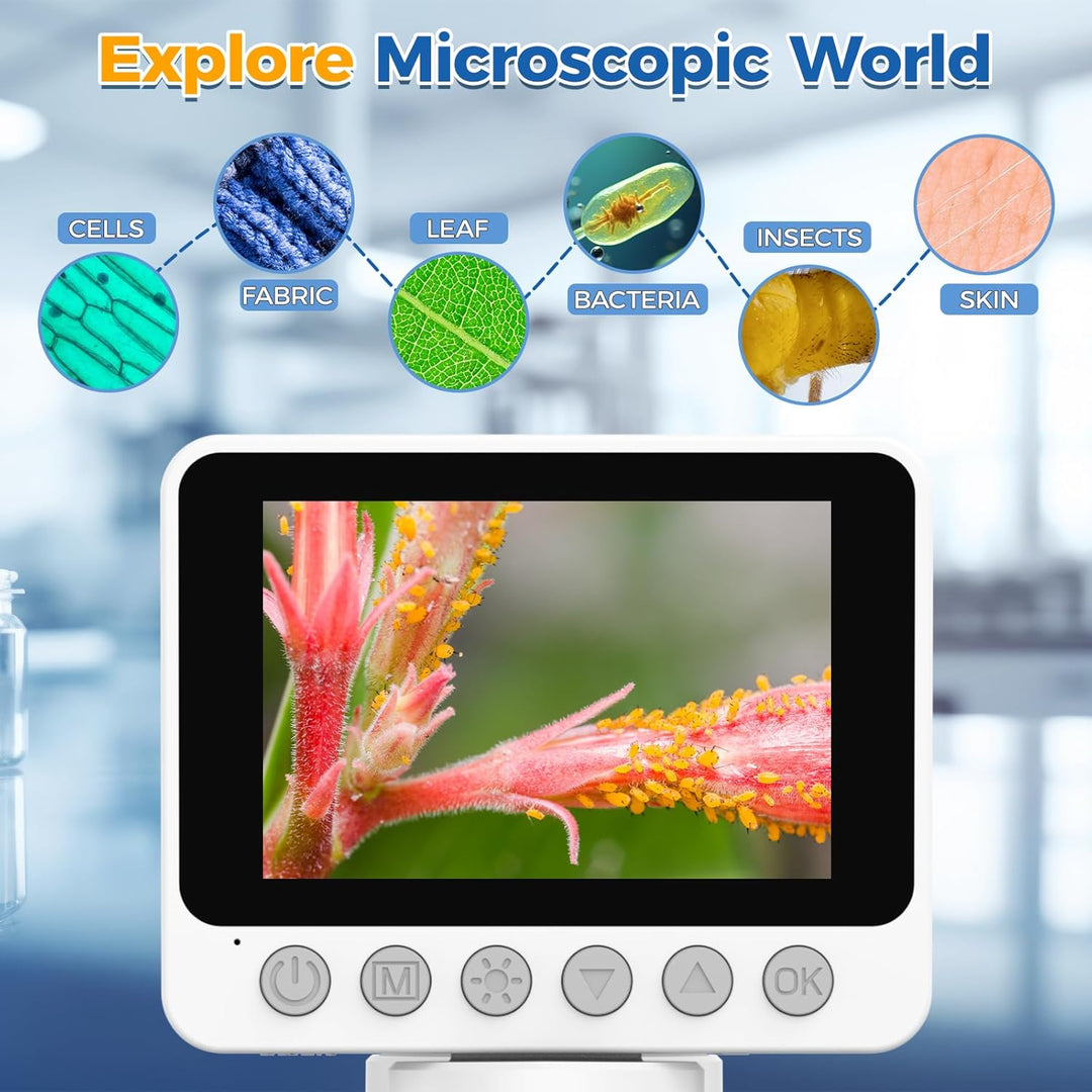 USCAMEL 1000X Digital Mikroskop für Kinder: 4K 3.5" Bildschirm Wiederaufladbar USB Mikroskope Scienc