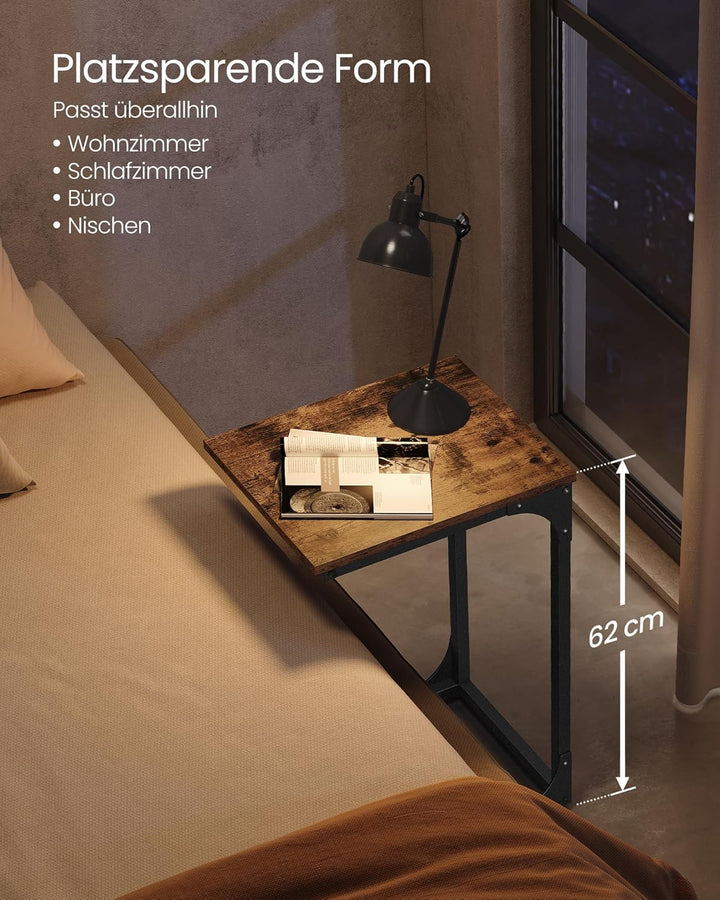 VASAGLE Beistelltisch, Sofatisch, C Form, Couchtisch, mit Metallgestell, industriell, für Wohnzimmer