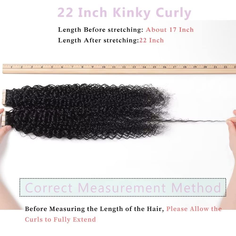 YDDM 22 Zoll Tape Extensions Echthaar 40 Stück 100g Schwarz Kinky Curly Tape In HaarverläNgerung Ech