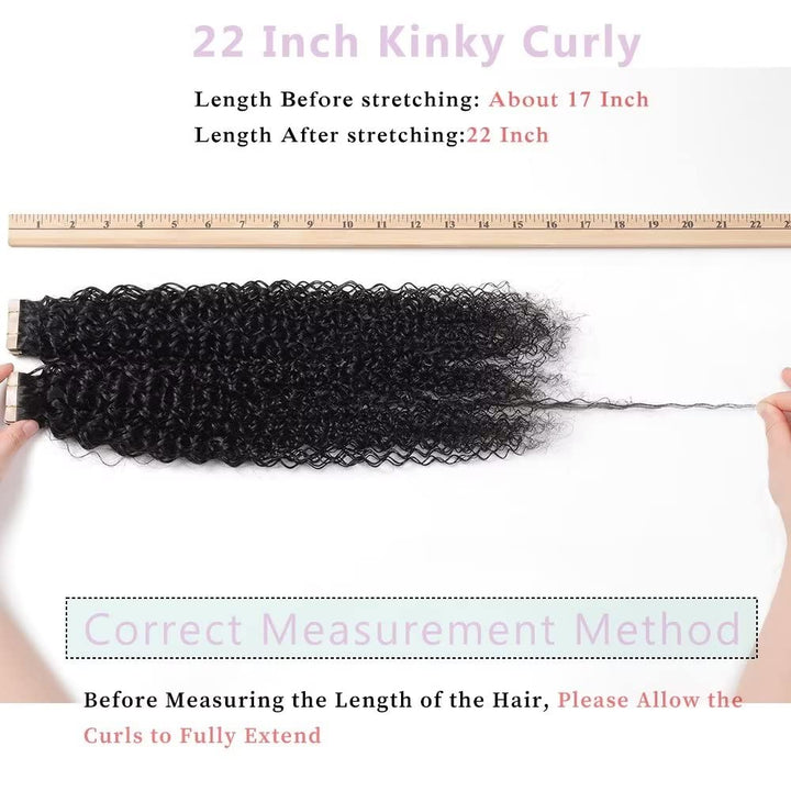 YDDM 22 Zoll Tape Extensions Echthaar 40 Stück 100g Schwarz Kinky Curly Tape In HaarverläNgerung Ech