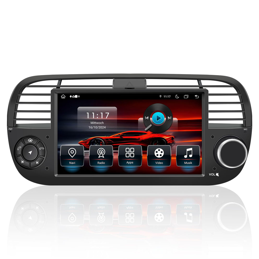 8-Kern 4GB+64GB Autoradio für FIAT 500C 2007–2015, 7" Touchscreen, Navigation GPS, Wireless CarPlay