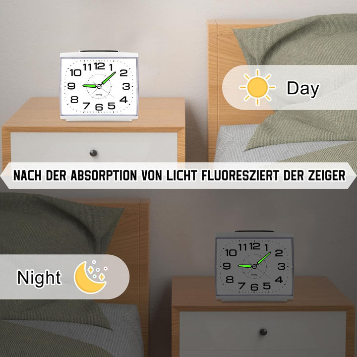 Ayybboo Wecker Analog, Ohne Ticken Wecker Retro mit Snooze Wecker mit Nachtlicht Grosses Analoge Wec