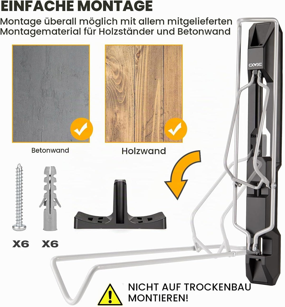 CXWXC Fahrrad Wandhalterung, Schwenkbare Fahrrad Aufhängen Wand für Garage