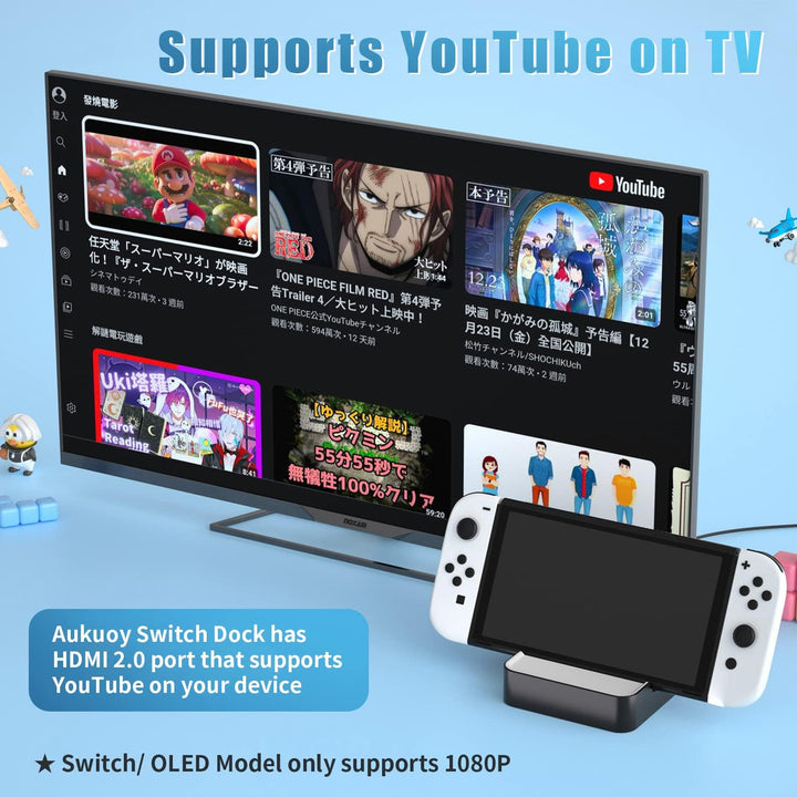 Switch TV Dock, Aukuoy Docking Station für Nintendo Switch/Switch OLED, 6-in-1 Switch Dock Portable