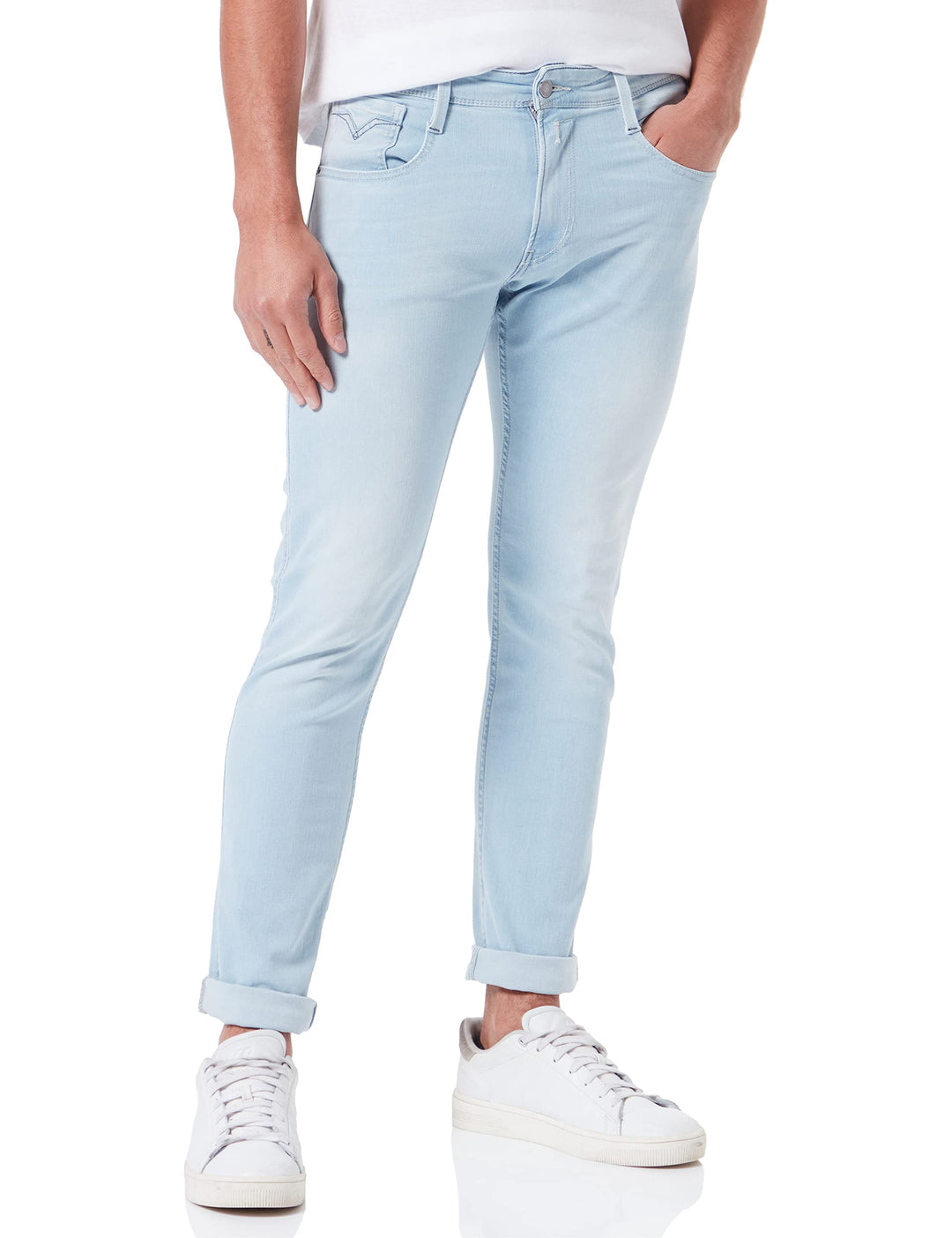 Replay Herren Anbass Powerstretch Denim Jeans 30W / 34L 11 Super Light Blue, 30W / 34L 11 Super Ligh