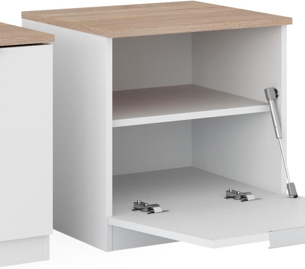 Vicco Nachttisch Betti, Nachtkommode, Weiss/Sonoma, 50 x 50 cm 2er Set Weiss/Sonoma 2 Nachttische, W