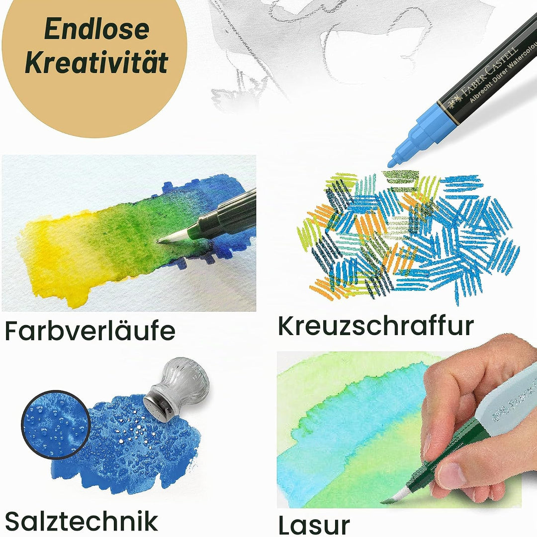 Faber-Castell 160308 - Aquarellmarker Albrecht Dürer mit Doppelspitze, 5er Etui, Marker mit Faser- u