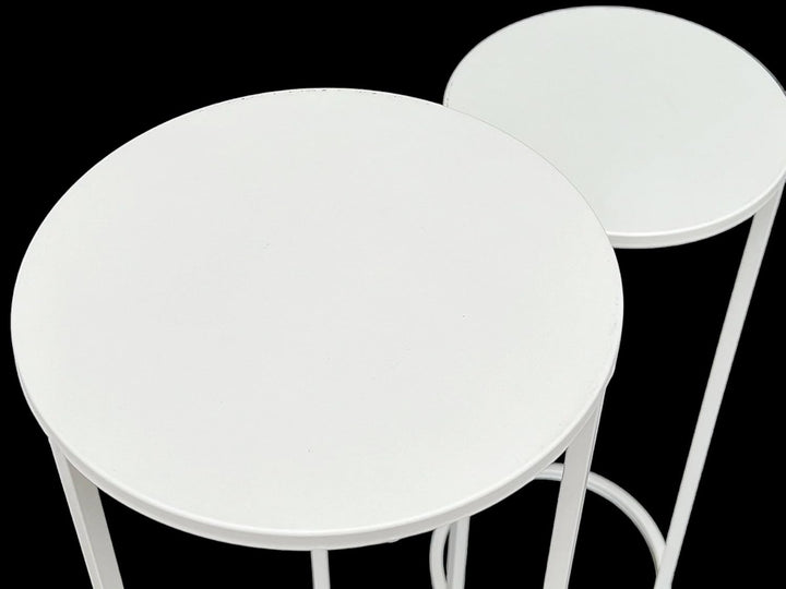 DanDiBo Blumenhocker Metall Weiss Rund Blumenständer Beistelltisch 96483 3er Set Blumensäule Modern