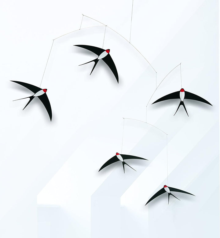Flensted 024B Flying Swallows 5 Mobile, Stahl, Mehrfarbig, 53x70cm, 53x70cm