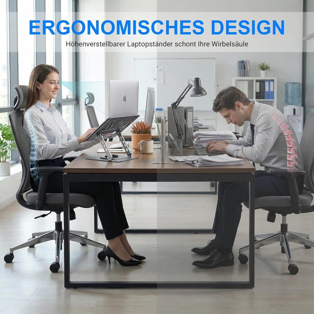 360° Drehbarer Laptopständer höhenverstellbar, ergonomische Laptop Halterung für den Schreibtisch, F