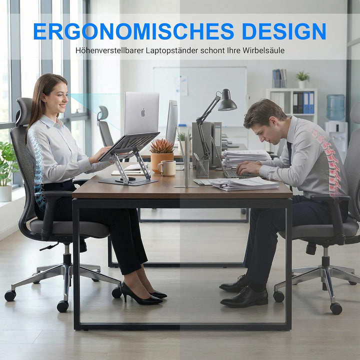 360° Drehbarer Laptopständer höhenverstellbar, ergonomische Laptop Halterung für den Schreibtisch, F