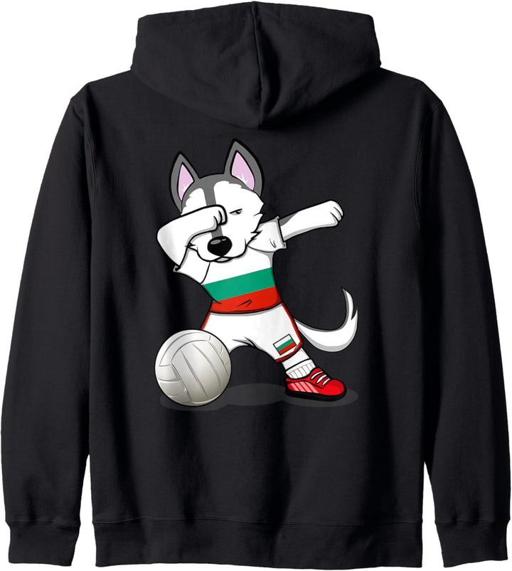 Dabbing Husky Hund Bulgarien Volleyball - Bulgarische Flagge Kapuzenjacke
