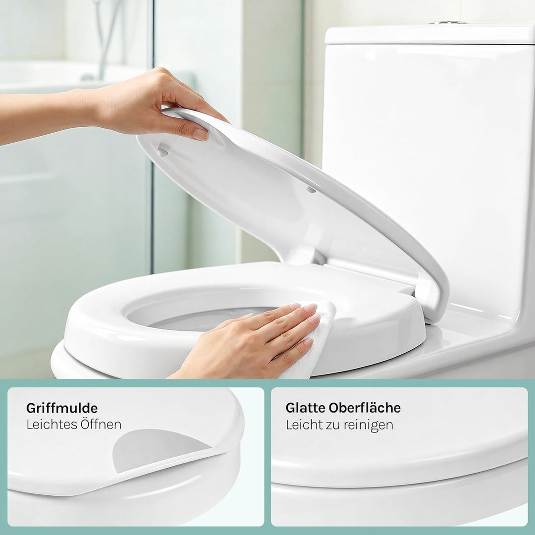 WOLTU Toilettensitzerhöhung, Toilettendeckel Erhöhung 5cm, WC Sitz mit Absenkautomatik O-Form, aus D