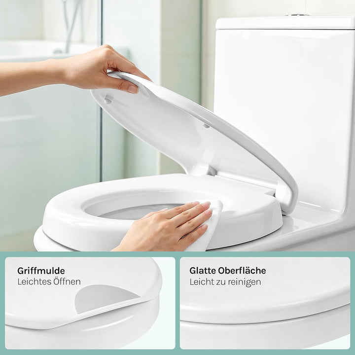 WOLTU Toilettensitzerhöhung, Toilettendeckel Erhöhung 5cm, WC Sitz mit Absenkautomatik O-Form, aus D