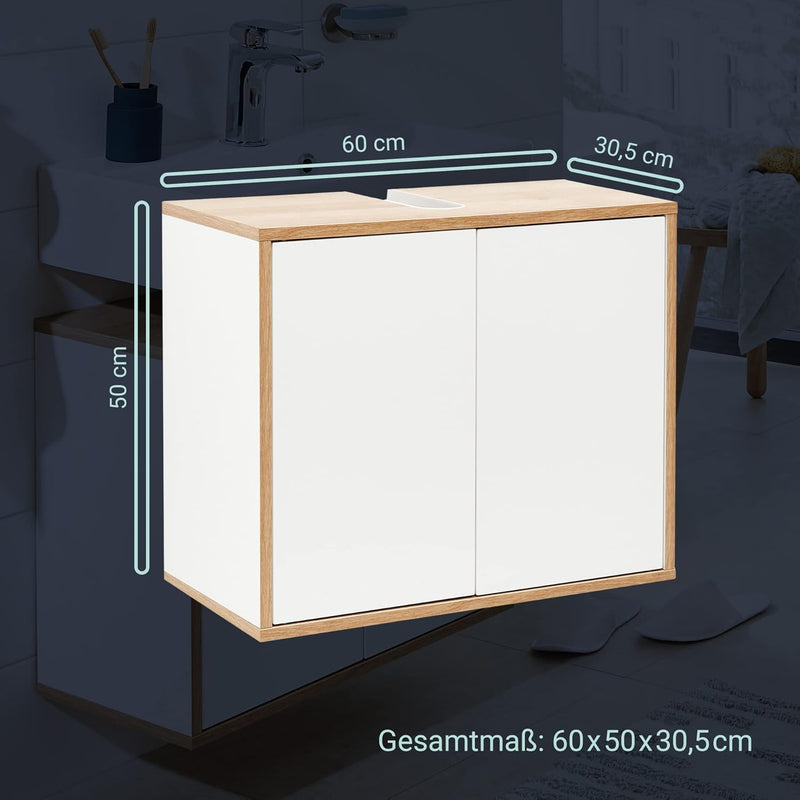 FACKELMANN Finn Waschbeckenunterschrank (60 x 50 x 30,5 cm) – Unterschrank für Waschbecken mit Aussp