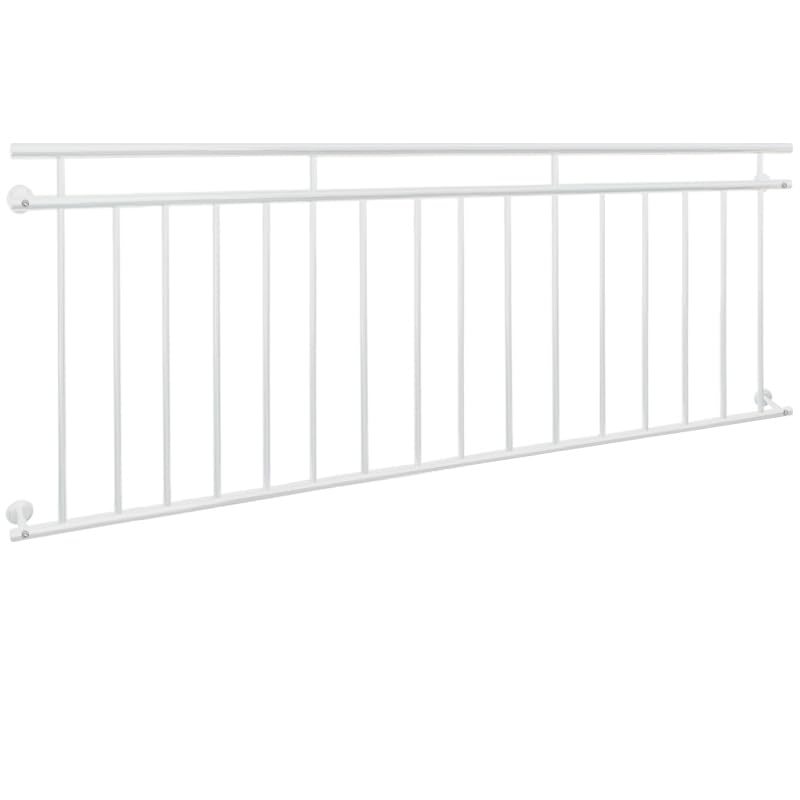 ECD Germany Französischer Balkon 90 x 225 cm mit 16 Füllstäben, Weiss matt & rau, Stahl pulverbeschi