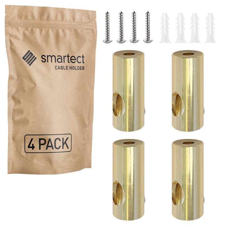 smartect Aluminium Wand- und Deckenpins zum Fixieren von Textilkabeln [4 Stück, Gold] Deckenbefestig