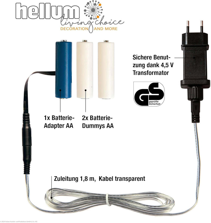 Hellum Batterie Adapter 3x AA, Ersatz für 3x AA Batterien mit 1,8m transparentes Kabel,4,5V Netzteil