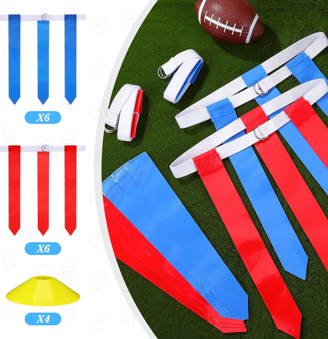 BESPORTBLE Flag Football Set Schule Flaggen-Fussballgürtel-Set: 12 Spieler-Fussballgürtel mit Flagge