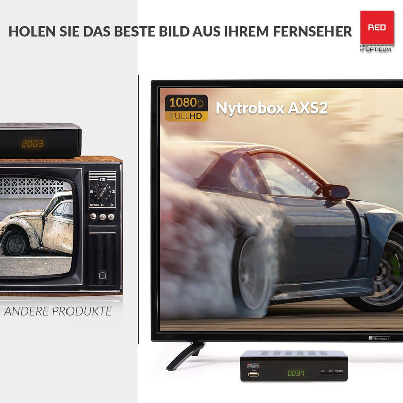 RED OPTICUM NYTROBOX AX S2 Sat Receiver mit Aufnahmefunktion I Digitaler Satelliten-Receiver HD 1080