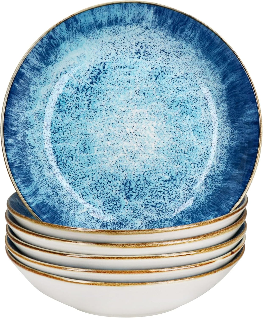 MamboCat Marina 6er Set Suppenteller I 450ml I blaue Porzellan-Teller maritimem Design für 6 Persone