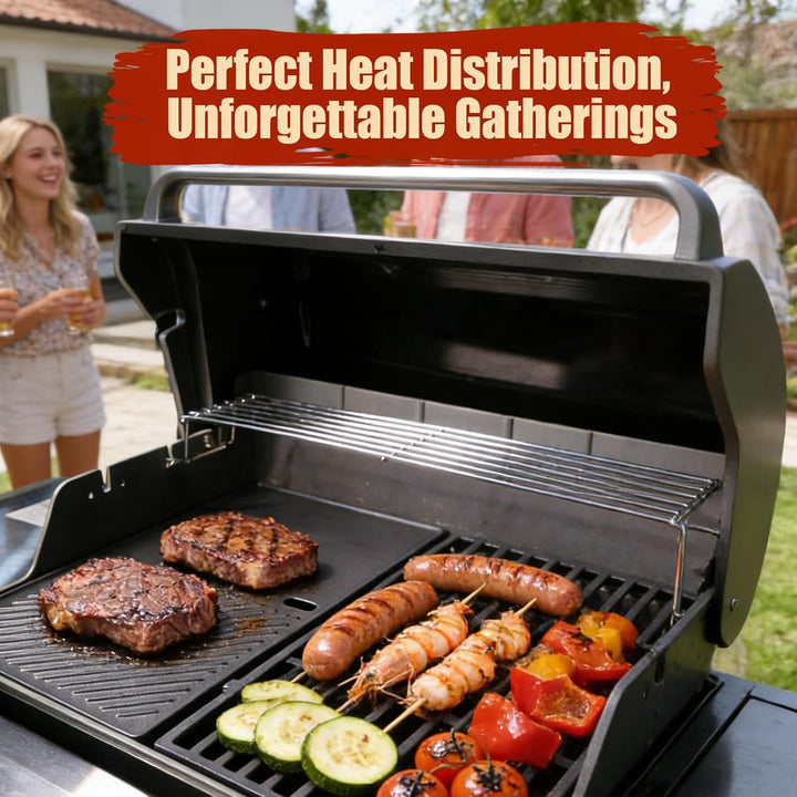 Denmay 7637 44,5 cm Grillrost & Grillplatte für Weber Spirit I & II 200 Serie(mit vorderen Bedienknö