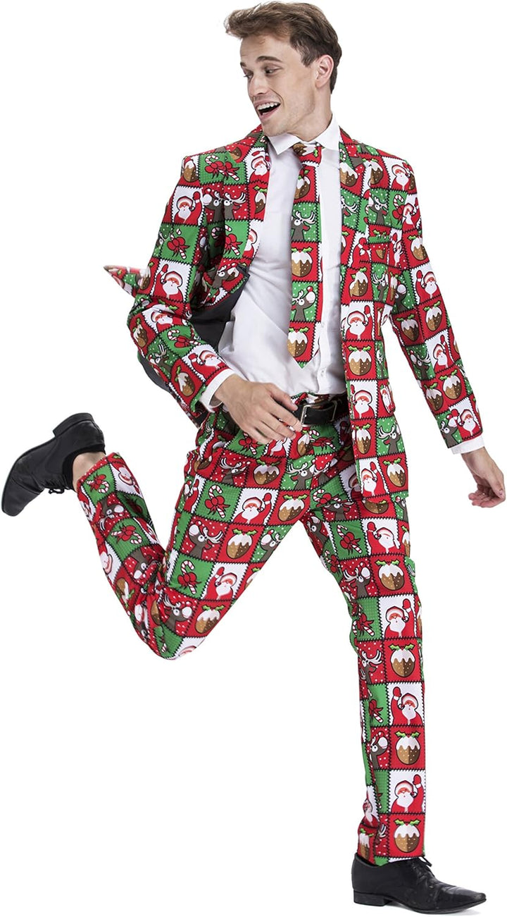 U LOOK UGLY TODAY Herren Lustige Weihnachtsanzüge für Weihnachten Party Kostüm Festliche Anzug aus S