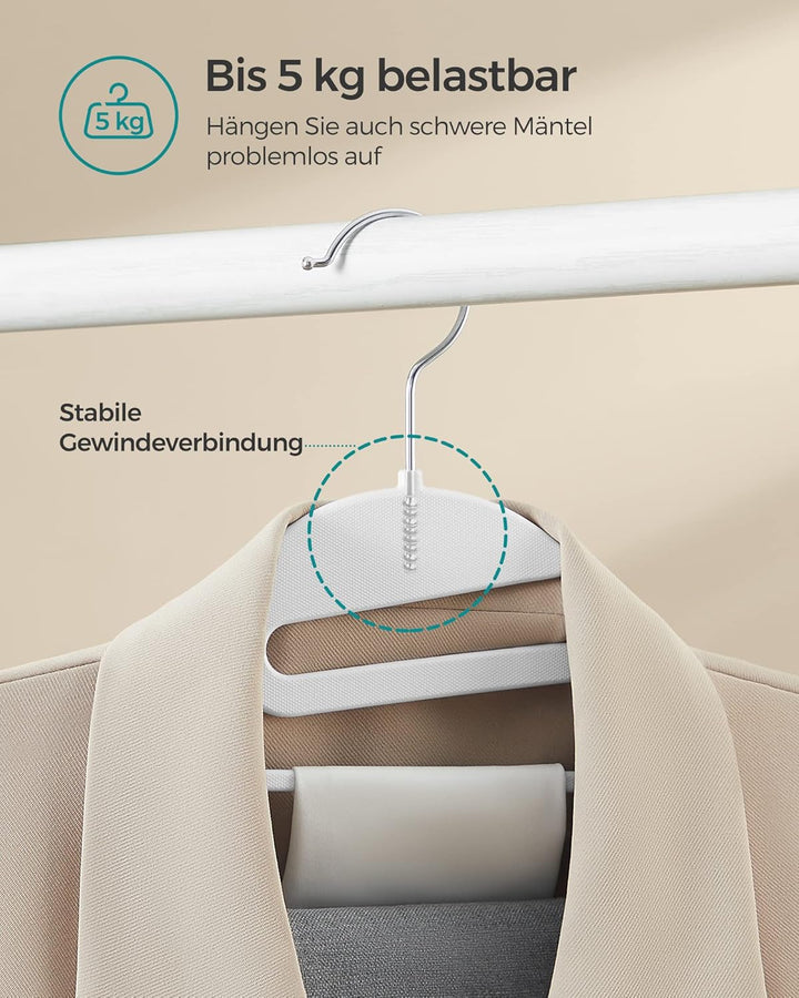 SONGMICS Kleiderbügel Kunststoff, 20er Set, Bügel mit U-förmiger Öffnung, platzsparend, 0,5 cm dick,