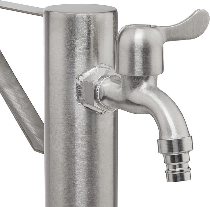 Relaxdays Wasserzapfstelle, mit Erdspiess & Schlauchhalter, HBT: 66x29x15 cm, Garten Wassersäule, ru