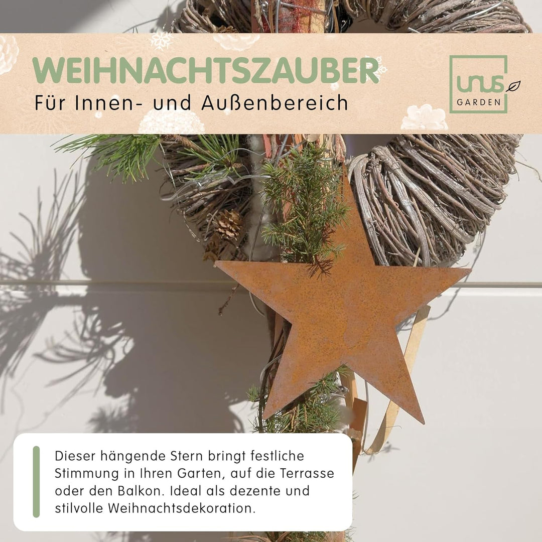 UNUS Gartenfigur Weihnachten Stern, 3X Weihnachtsstern, zum Aufhängen im Garten, 19,5x15,5cm, Garten