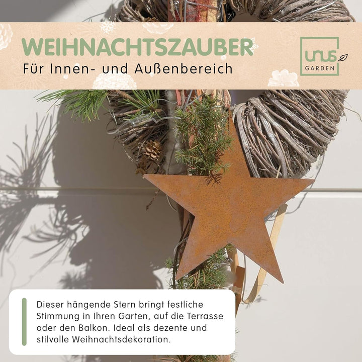 UNUS Gartenfigur Weihnachten Stern, 3X Weihnachtsstern, zum Aufhängen im Garten, 19,5x15,5cm, Garten