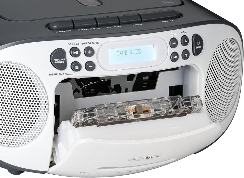 REFLEXION CD-Radio DAB+, DAB, UKW AUX, CD, DAB+, Kassette, UKW, USB Weiss, Grau, RCR2260DAB/GR mit D