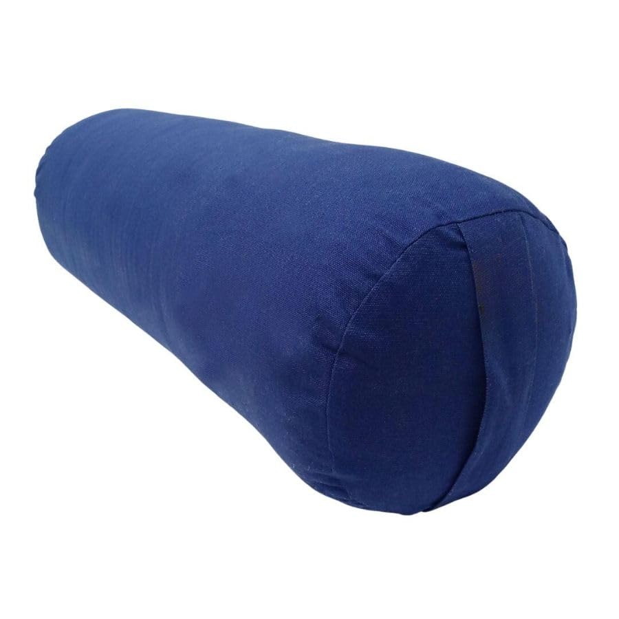 Yoga-Bolster, zylindrisch, Baumwolle und Kapok, Bio, 65 x 21 cm marineblau, marineblau