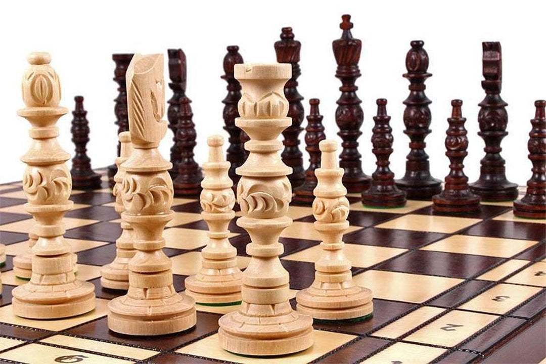 Master of Chess Galant Schachspiel aus Holz, handgeschnitzt, 58 x 58 cm, handgefertigt, extra grosse