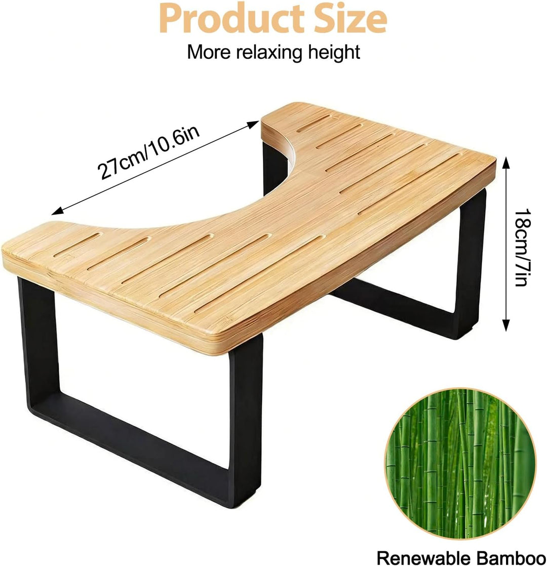 Toilettenhocker aus Metall & Massivholz – 17,8 cm Höhe, Rutschfester Ergonomie-Hocker für gesunde Si