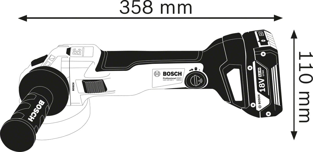 Bosch Professional 18V System Akku Winkelschleifer GWS 18V-10 (Scheiben-Ø: 125mm, inkl. Schnellspann