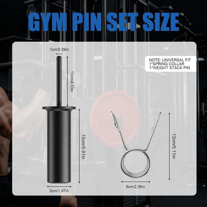 Gym Pin für Zusatzgewicht mit 1 x Spring Clip, Gympin Weight Stack, Gym Pin Extender, Durchmesser 10