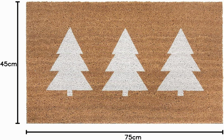 Hanse Home Kokos Fussmatte Weihnachten für Innen - Schmutzfangmatte Natur, Kokosmatte Weihnachtsbäum