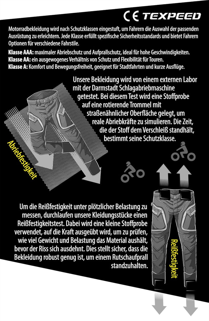 Texpeed Motorradhose Mit Protektoren Herren - Textil Wasserdicht Motorroller Motorrad Bikerin Mit Sc
