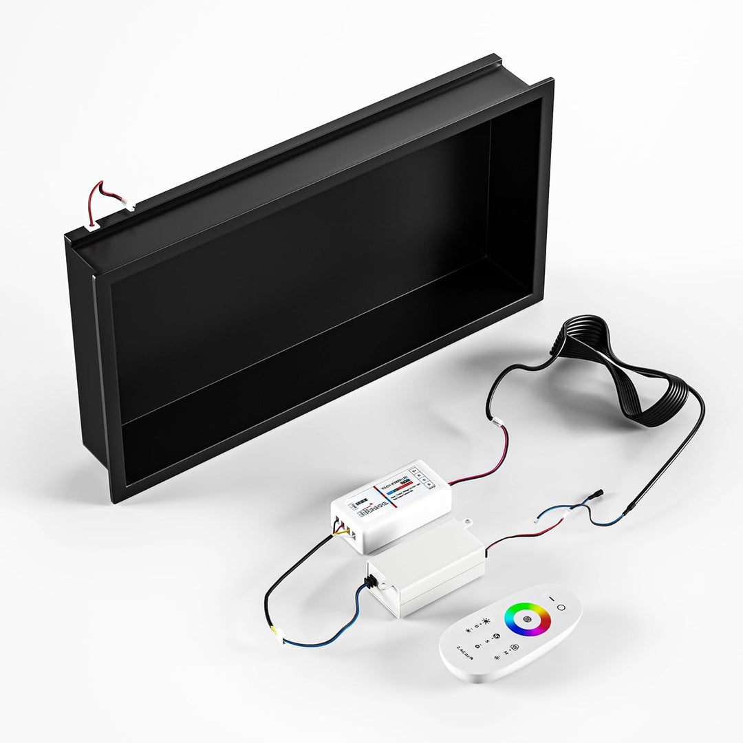 Bernkot Wandnische Dusche Edelstahl mit RGB LED, Wandnische Bad Nische Duschnische Befliesbar mit Fe