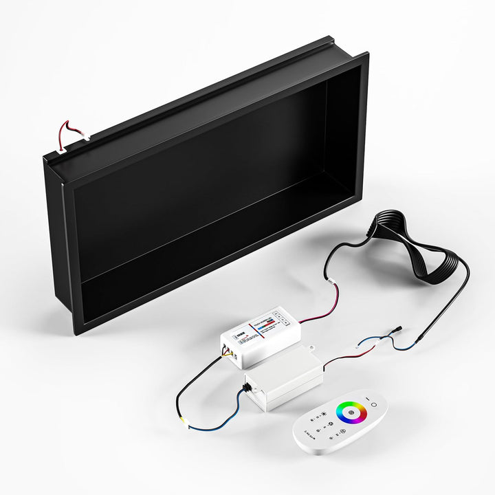 Bernkot Wandnische Dusche Edelstahl mit RGB LED, Wandnische Bad Nische Duschnische Befliesbar mit Fe