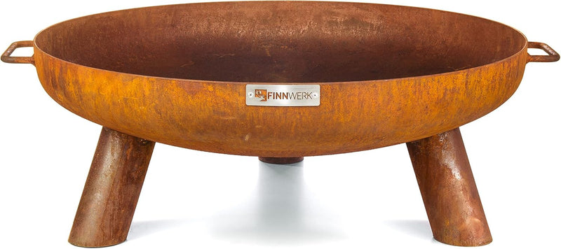 Finnwerk HARRI Feuerschale Rostoptik 70 cm - Exklusiver Stahl mit edler Rost-Patina - Feuerschalen f