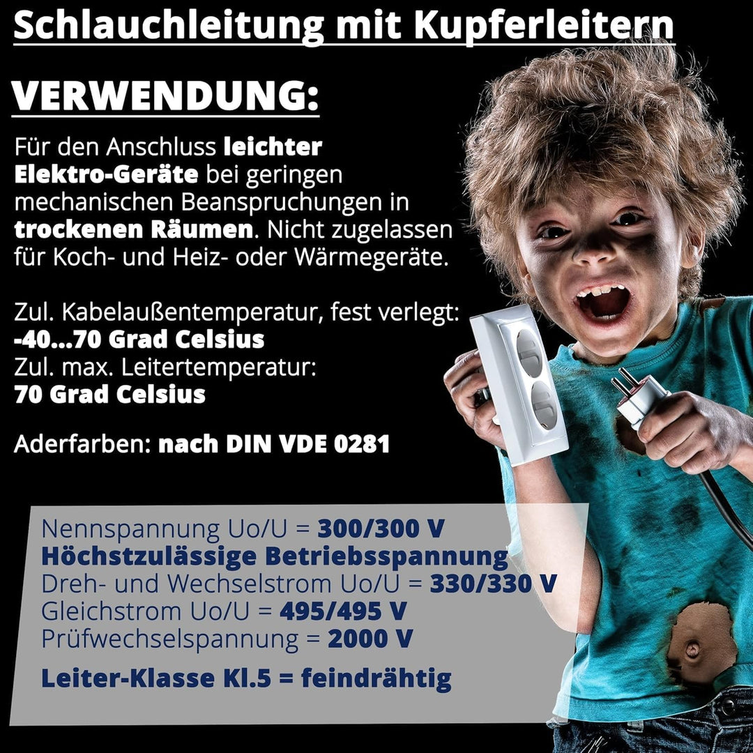 EBROM Schlauchleitung Gerätekabel -RUND- H03VV-F 4x0,75 mm², schwarz, 75 m 75 Meter, 75 Meter