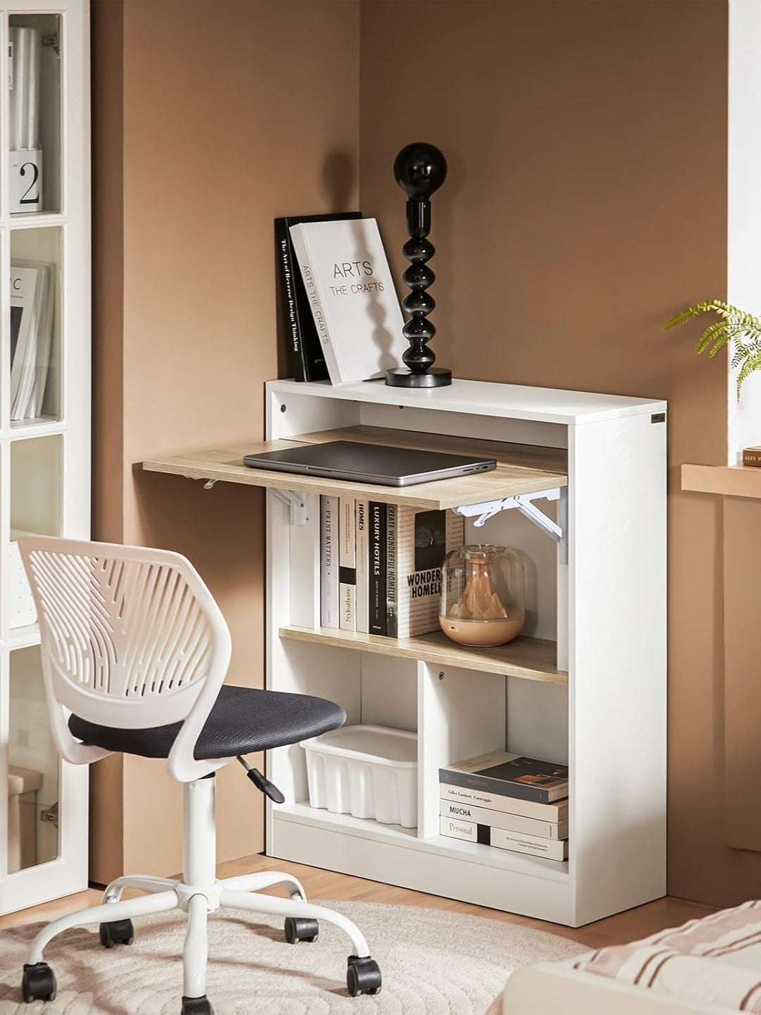 SoBuy Klapptisch mit angebautem Schrank Klappbarer Tisch mit Schrank Faltbarer Tisch Schreibtischsch