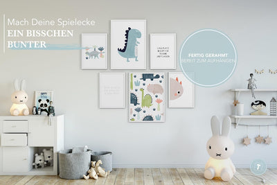 Papierschmiede® Bilder Kinderzimmer Kids Mood Poster Set Dino, Gerahmte Bilder fürs Kinderzimmer in