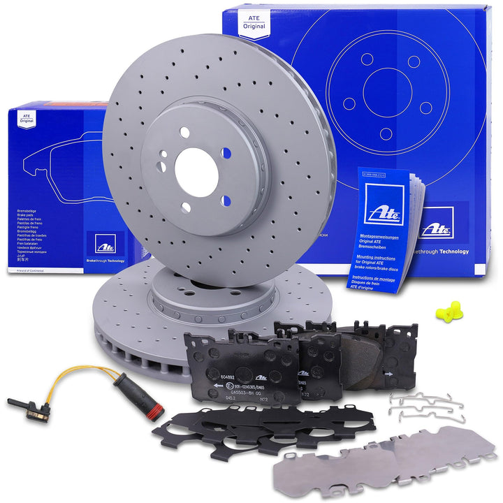 ATE Bremsenset Vorderachse inkl. Bremsscheiben vorne Ø 360 mm belüftet gelocht und Bremsbeläge vorne