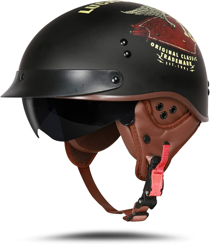 BOSERMEM Motorradhelm Mit Schutzbrille DOT/ECE-Zugelassen, Jethelm Roller-Helm Scooter-Helm Moped Mo