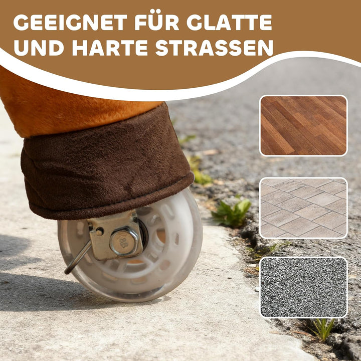AIYAPLAY Reitpferd, Spielpferd zum Reiten mit Sattel Rollen, 75 cm Stehpferd, Plüschpferd für Kinder