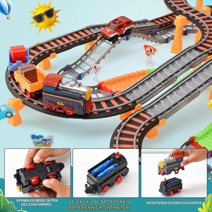 Zug Spielzeug, 215PCS Schienen Auto,Spielzeug Eisenbahn Elektrisch,Elektrischer Zug für Kinder,Weihn